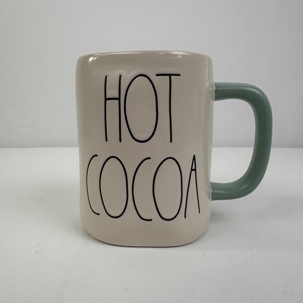 Rae Dunn Hot Cocoa Mug Artisan Collection Cream Sage Green Ceramic‎ Cup